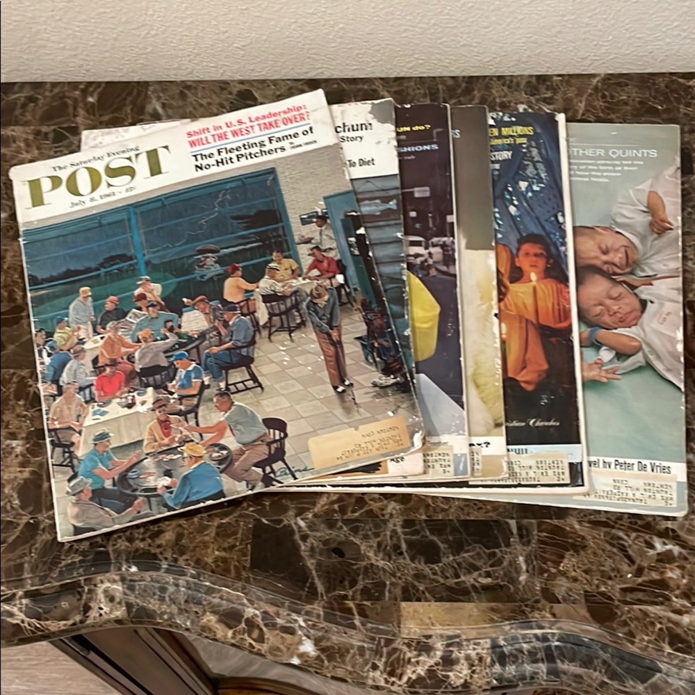 Vintage Set of 6 The Saturday Evening Post Magazines